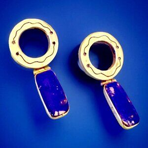 Vintage 950 Sterling Silver & Lapis Earrings – Handmade in Mexico Inca Design